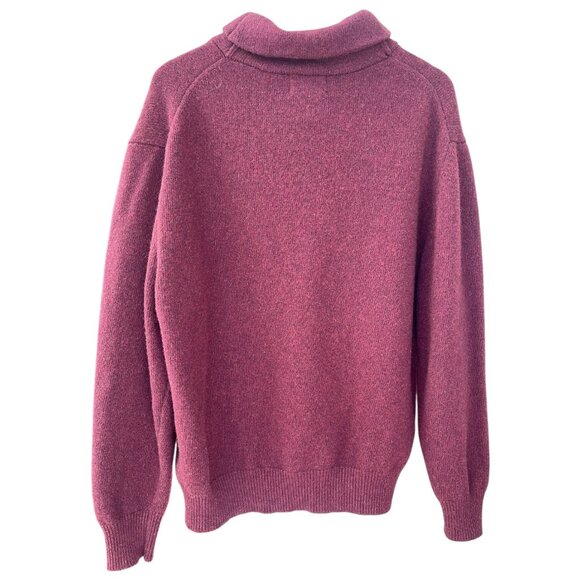 Pendleton Shawl Collar Sweater Mens Burgundy Lambswool Pullover Fisherman XL - Picture 2 of 12